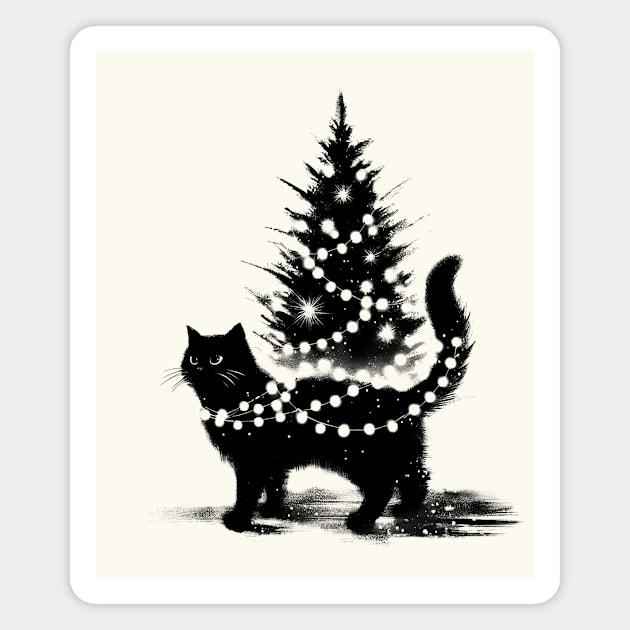 Black cat and Christmas Magnet by CreativeSage